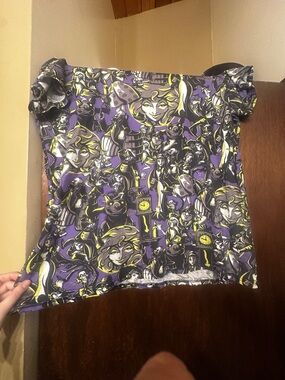 Cakeworthy Disney Haunted Mansion Graphic Tee in Purple and Yellow Accents